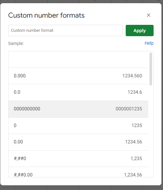 Custom number formats